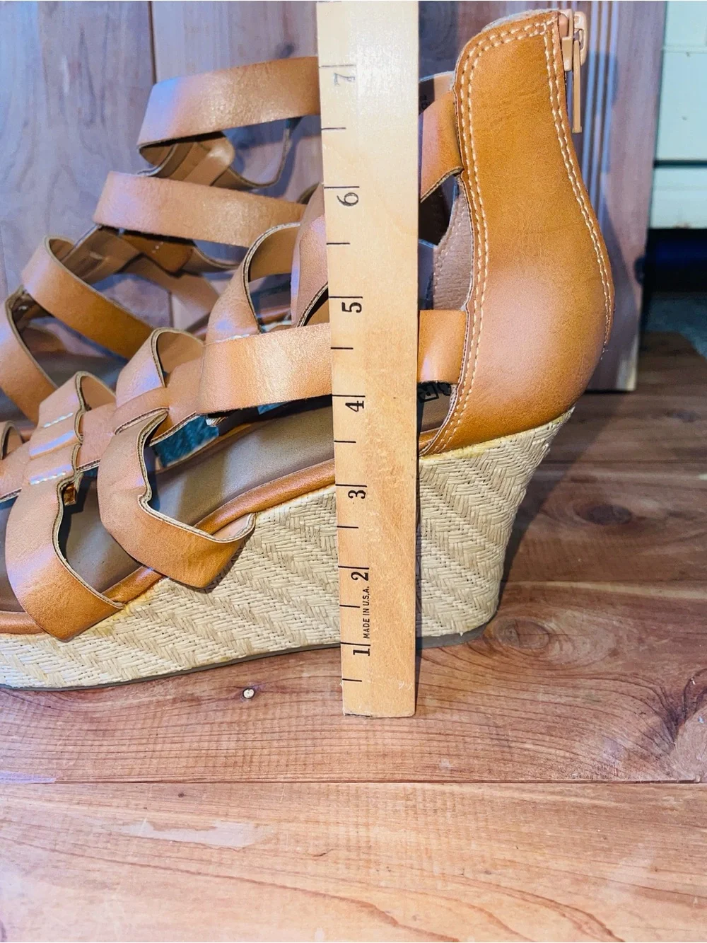 BRADH Women's Tan Strappy Wedge Sandals - Comfortable Summer Style Size 10